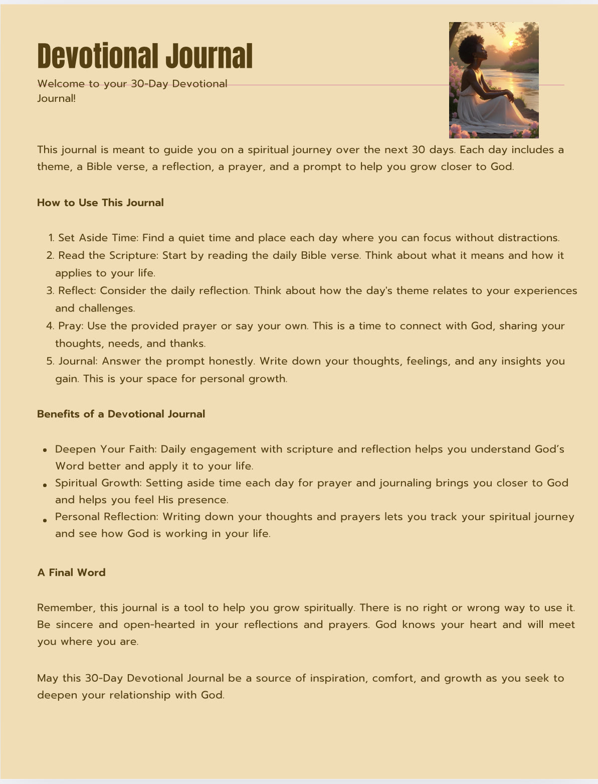 30 Day Devotional Journal